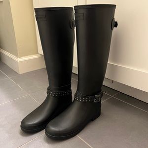 Hunter Refined Stud Adjustable Tall Rain Boots US 6 EU 37